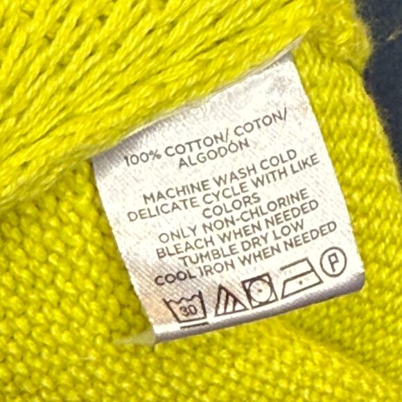 LOFT 100% Cotton Turtleneck Sweater Women’s M Neon Yellow Chunky Knit Bright - Picture 6 of 9